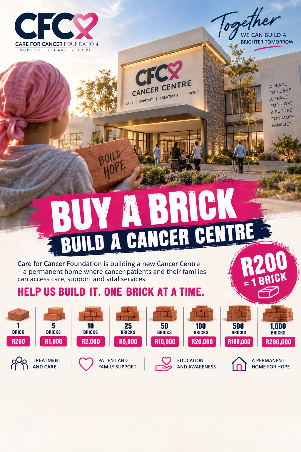 Buy a Brick campaign artwork for the proposed Care for Cancer Foundation Cancer Centre